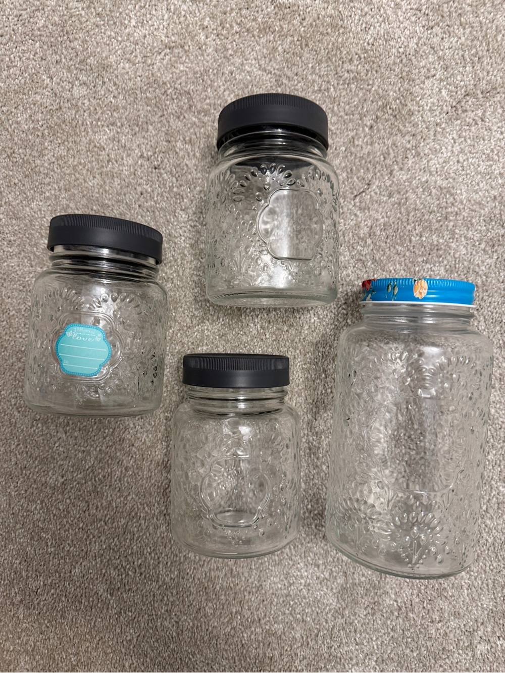 the Pioneer Woman 4 Betsy Storage Mason glass Jars & ball jar lids